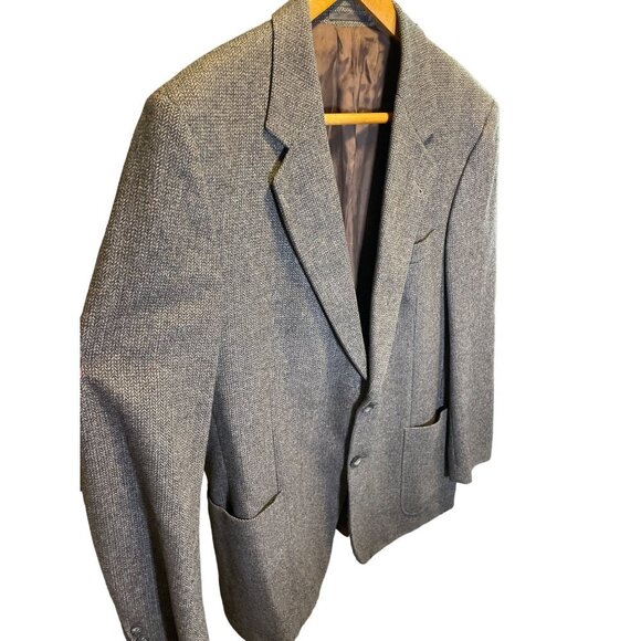 Vintage Giorgio Brown Wool Tweed Men’s Blazer Jacket Sz 42L - Picture 3 of 12